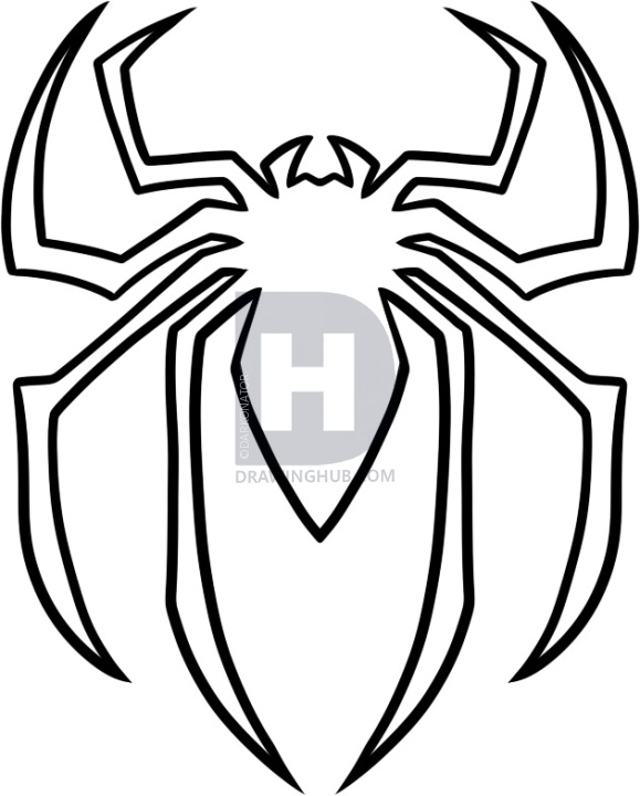 579x720 how to draw the spiderman logo, spiderman symbol, step - Spiderman Drawing Pictures