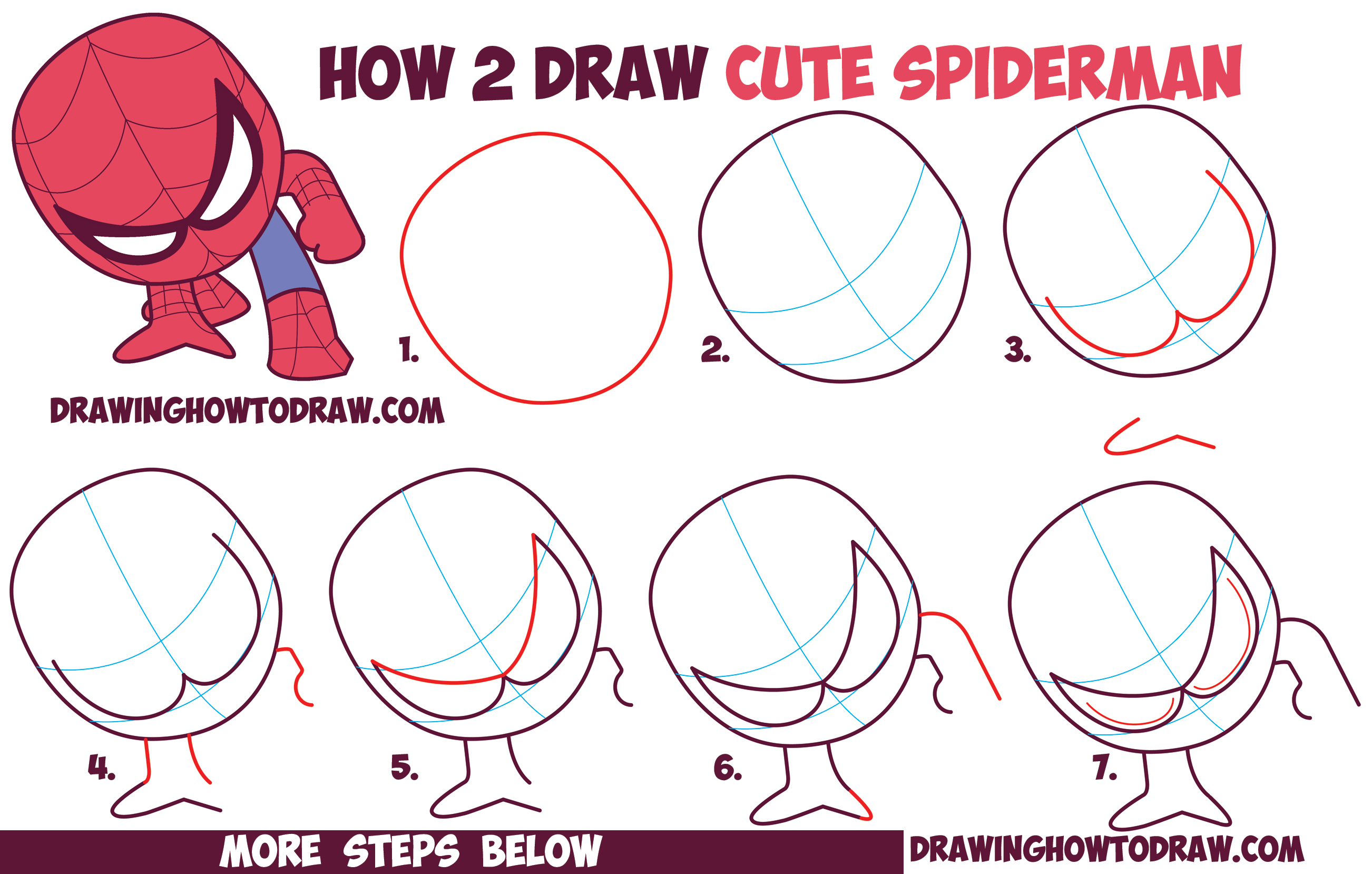 2604x1658 How To Draw Cute Spiderman - Spiderman Drawing Step By Step