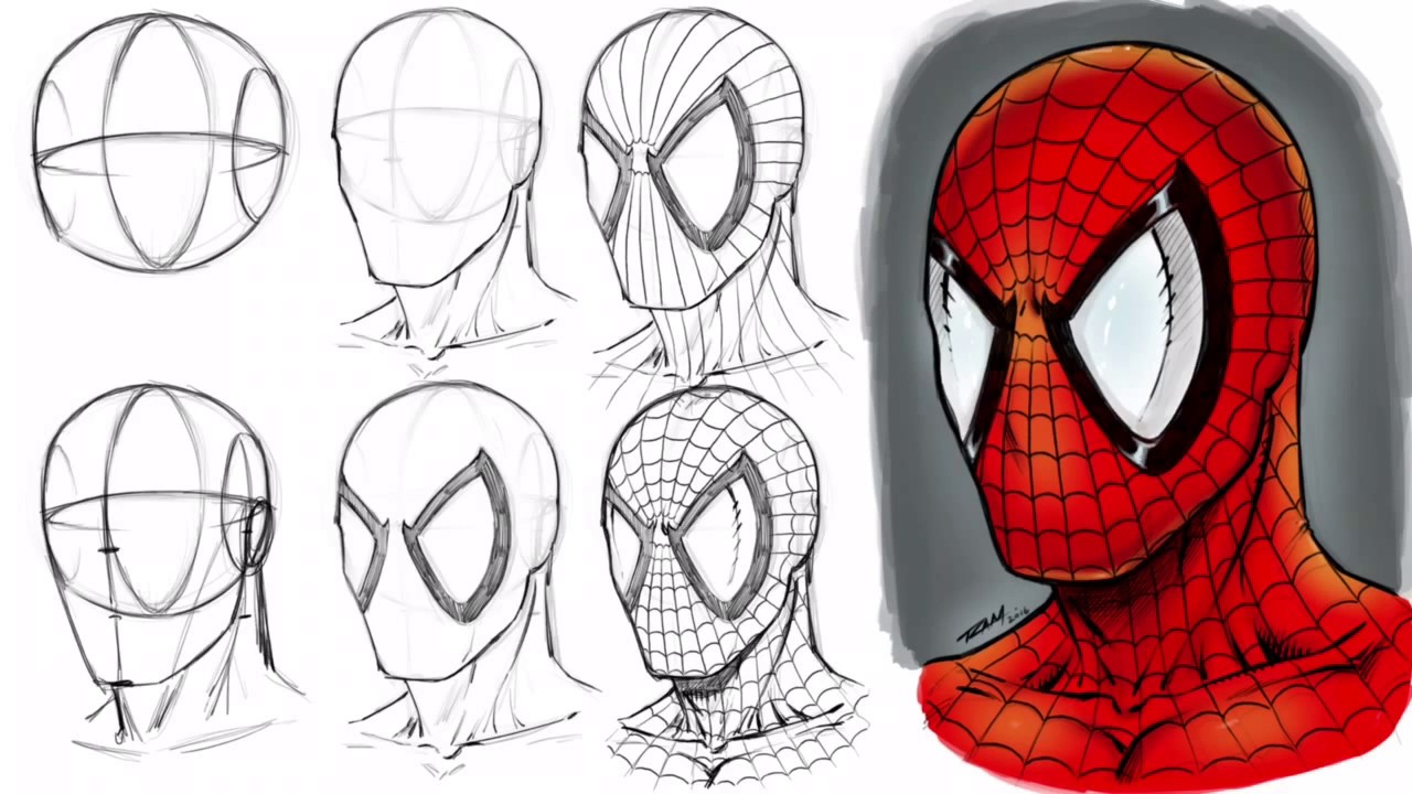 1280x720 How To Draw Spider Man's Mask - Spiderman Drawing Step By Step