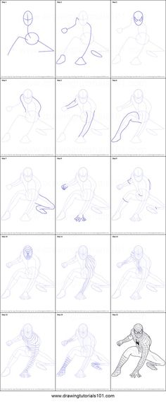 236x569 Drawing Spiderman Step - Spiderman Drawing Step By Step