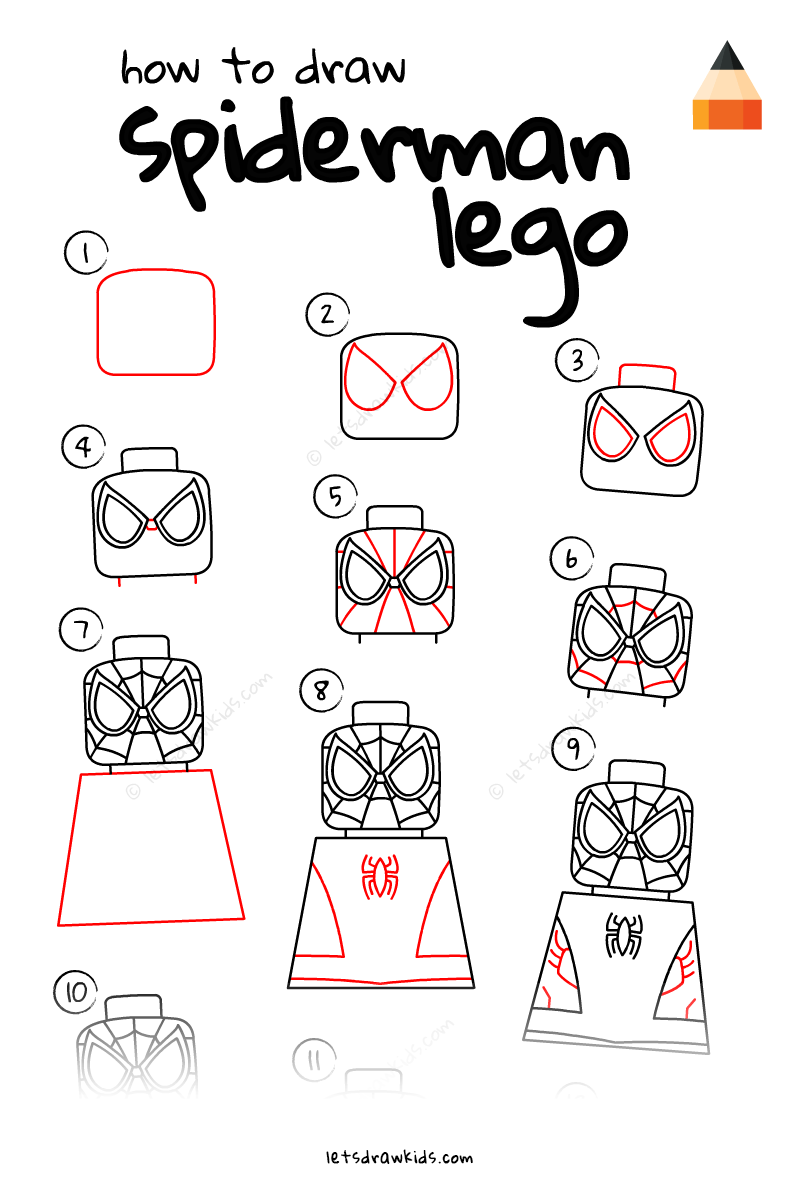 798x1183 How To Draw Lego Spiderman - Spiderman Drawing Step By Step