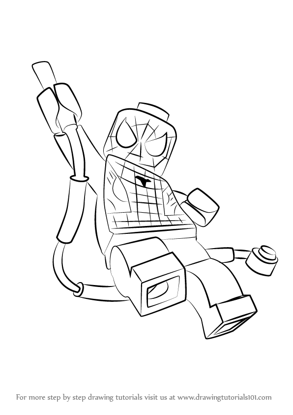 596x843 Learn How To Draw Lego Spider Man - Spiderman Drawing Tutorial