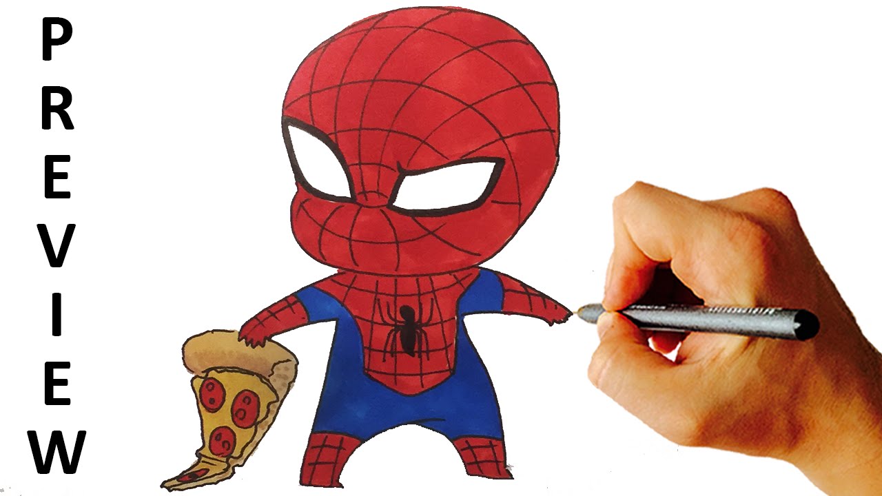 1280x720 How To Draw Spiderman Chibi From Marvel Characters Easy Step - Spiderman Drawing Video