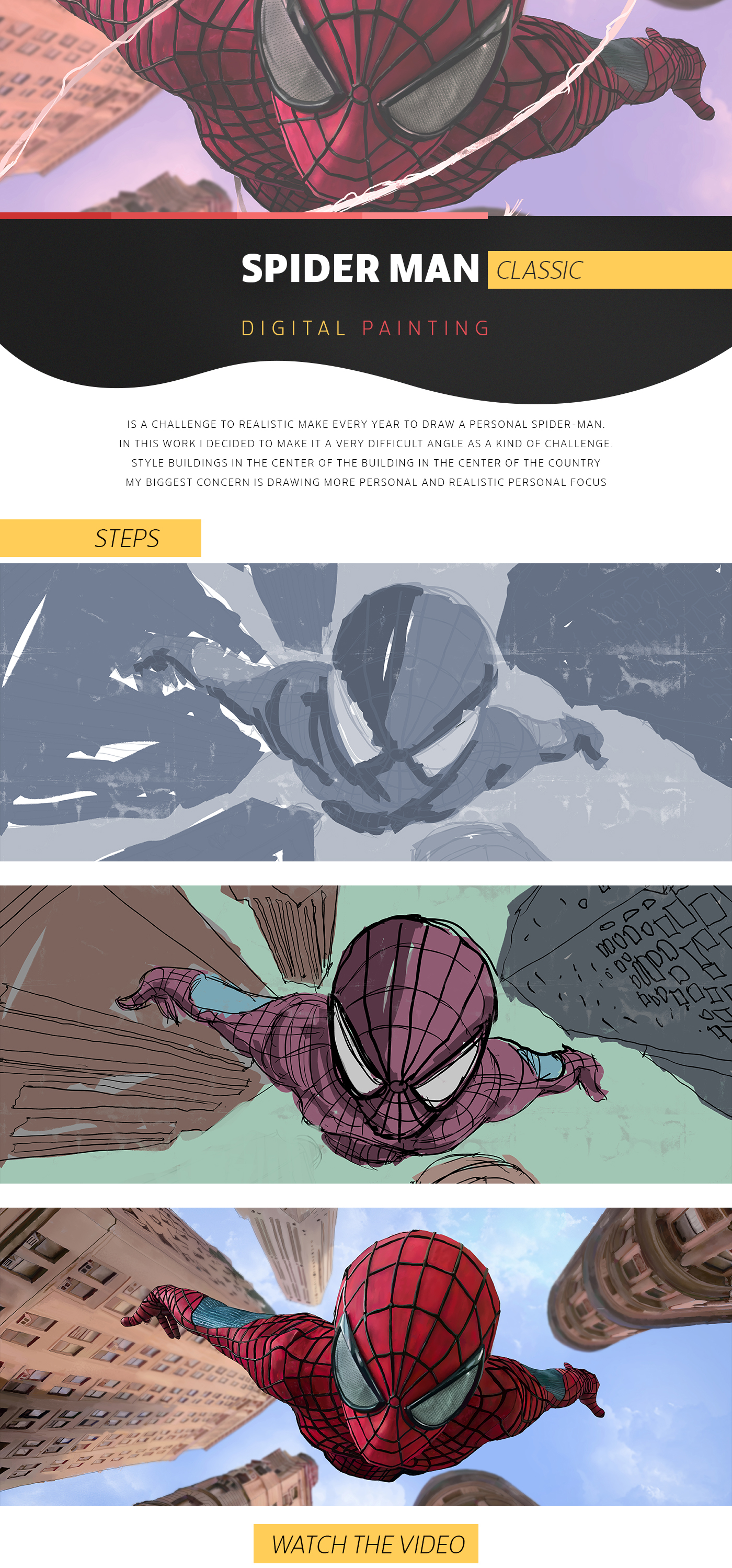 1400x2998 Spider Man Classic On Behance - Spiderman Drawing Video