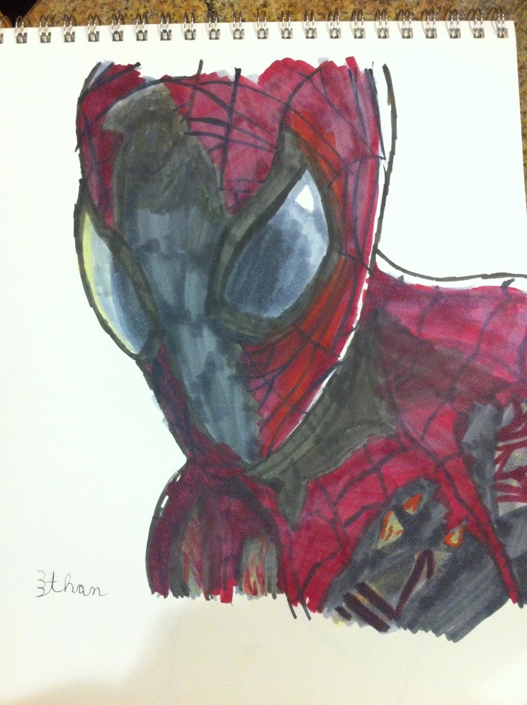 765x1024 spider man drawing from the video game, edge of time ethan castillo - Spiderman Drawing Video