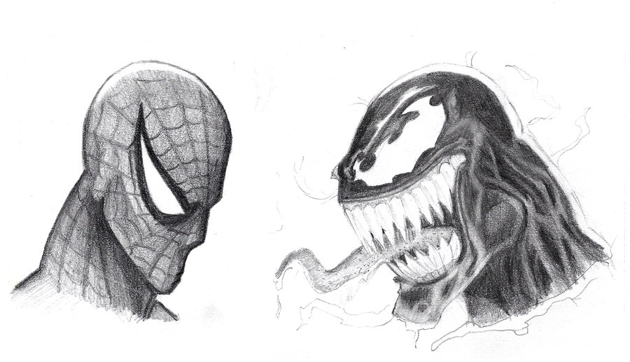 900x517 Spiderman Face Sketches - Spiderman Face Drawing