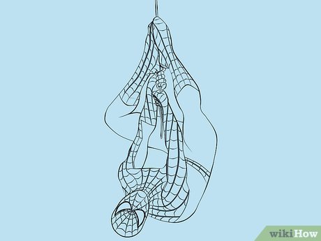 460x345 Ways To Draw Spider Man - Spiderman Hanging Upside Down Drawing