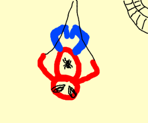 300x250 spiderman hanging upside down on his web drawing - Spiderman Hanging Upside Down Drawing