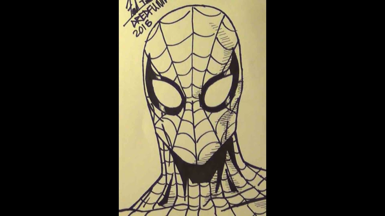 1280x720 How To Draw Spiderman Head A Dredfunn Tutorial - Spiderman Head Drawing