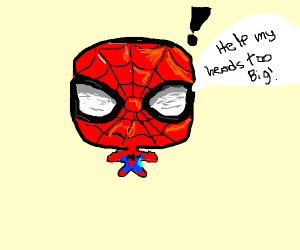 300x250 Red Spider Man With Large Head Drawing - Spiderman Head Drawing