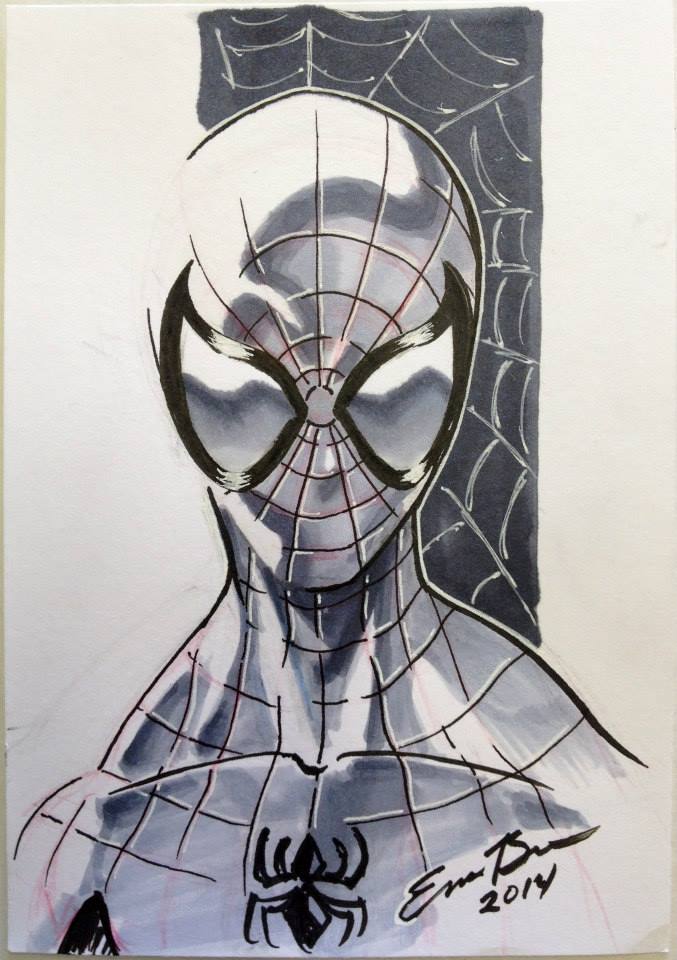 677x960 Drawn Spider Man Head - Spiderman Head Drawing