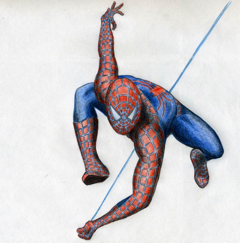 813x824 Draw Spiderman In Action - Spiderman Images For Drawing