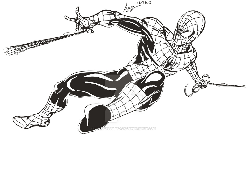 1024x768 Spider Man Line Art - Spiderman Line Drawing