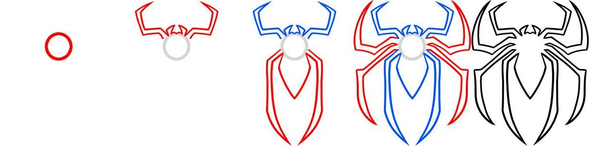 1215x302 How To Draw Spiderman You Can View The Original Tutorial Here - Spiderman Logo Drawing