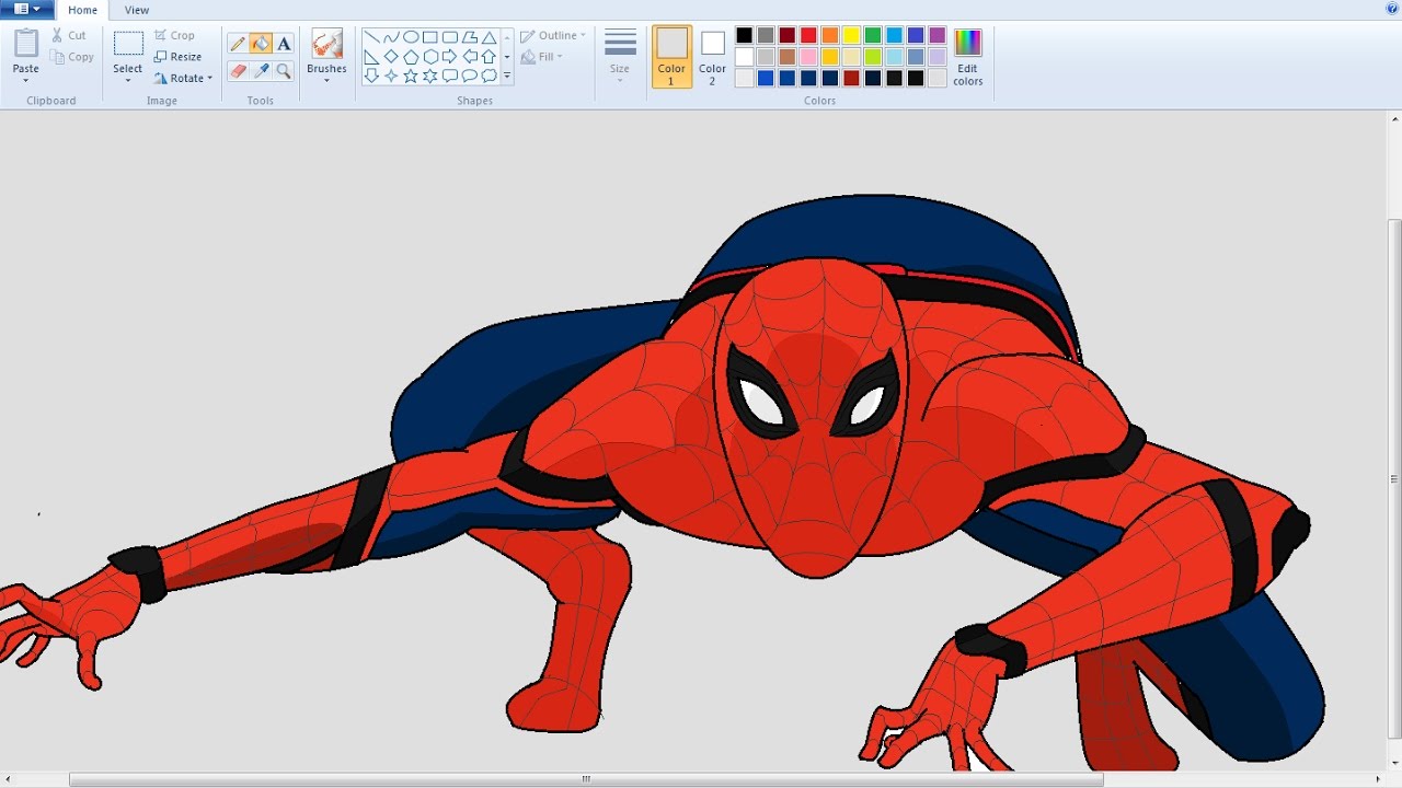 1280x720 Drawing Spider Man Ms Paint - Spiderman Outline Drawing