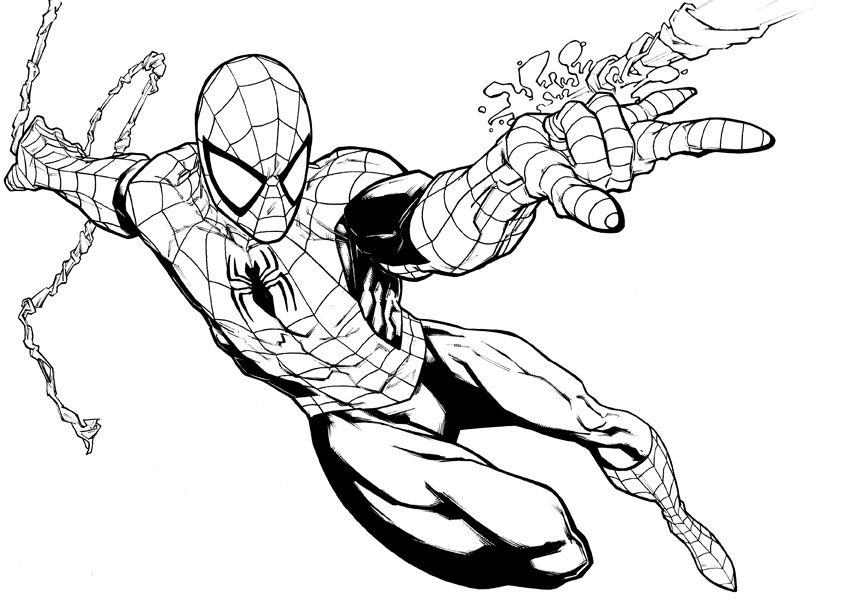 841x613 spiderman coloring, spiderman drawing - Spiderman Outline Drawing