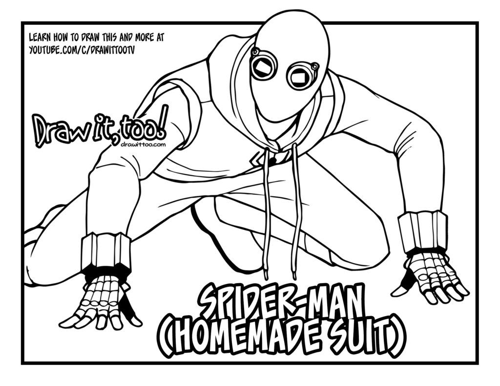 1024x791 Popular Black Suit Spiderman Coloring Pages Outline Drawing - Spiderman Outline Drawing