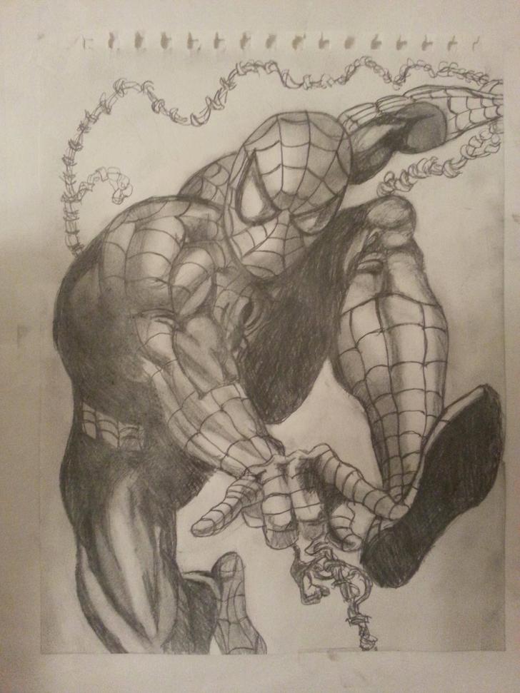 728x971 Spiderman Pencil Sketch - Spiderman Pencil Drawing