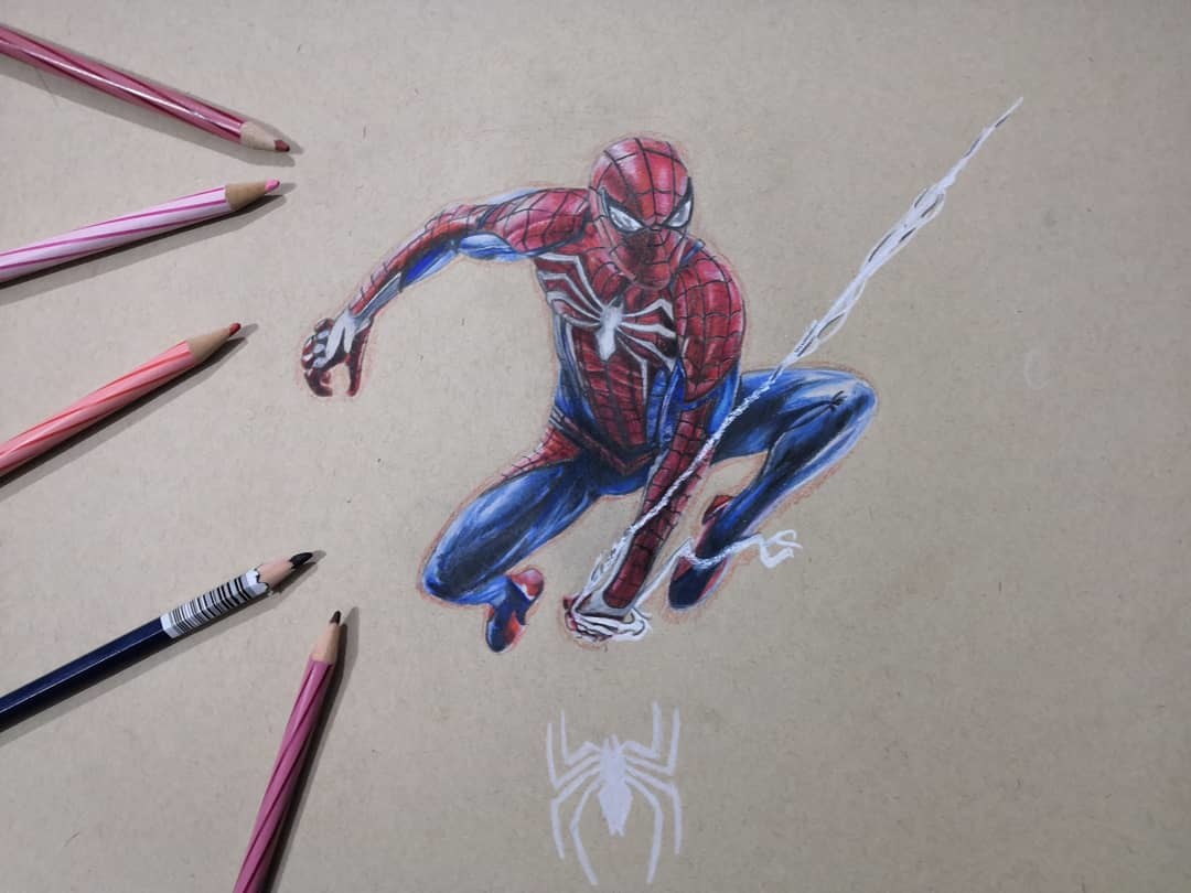 1080x810 Himanshu Pandey - Spiderman Pencil Drawing