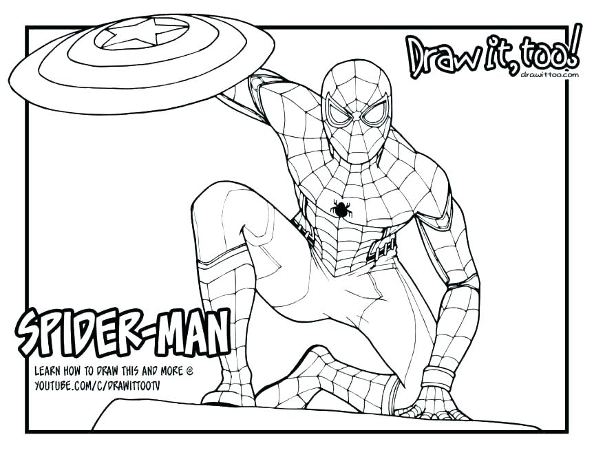 863x667 Easy Spiderman Drawing Coloring Pages Printable Pokemon Halloween - Spiderman Simple Drawing