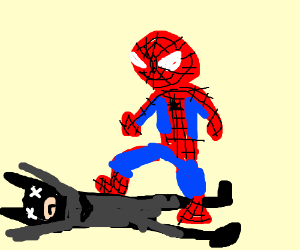 300x250 Evil Spiderman Steps On Batman Drawing - Spiderman Simple Drawing