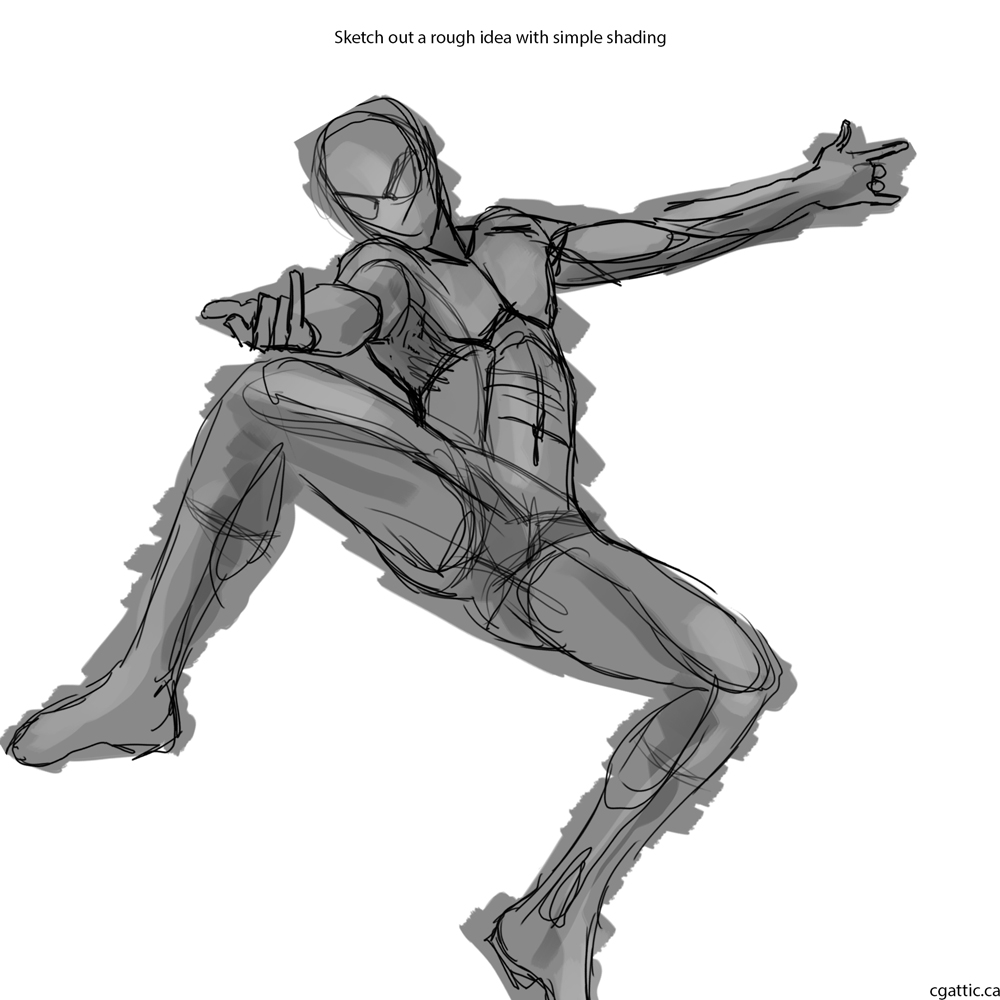 1000x1000 Comic Spiderman Drawing In Steps With Photoshop - Spiderman Simple Drawing