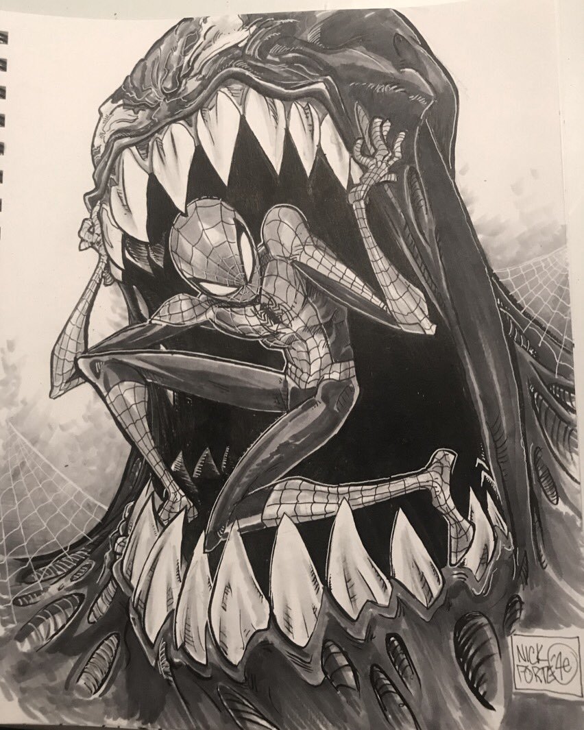 852x1065 Nick Forte On Twitter This Spider Man - Spiderman Venom Drawing