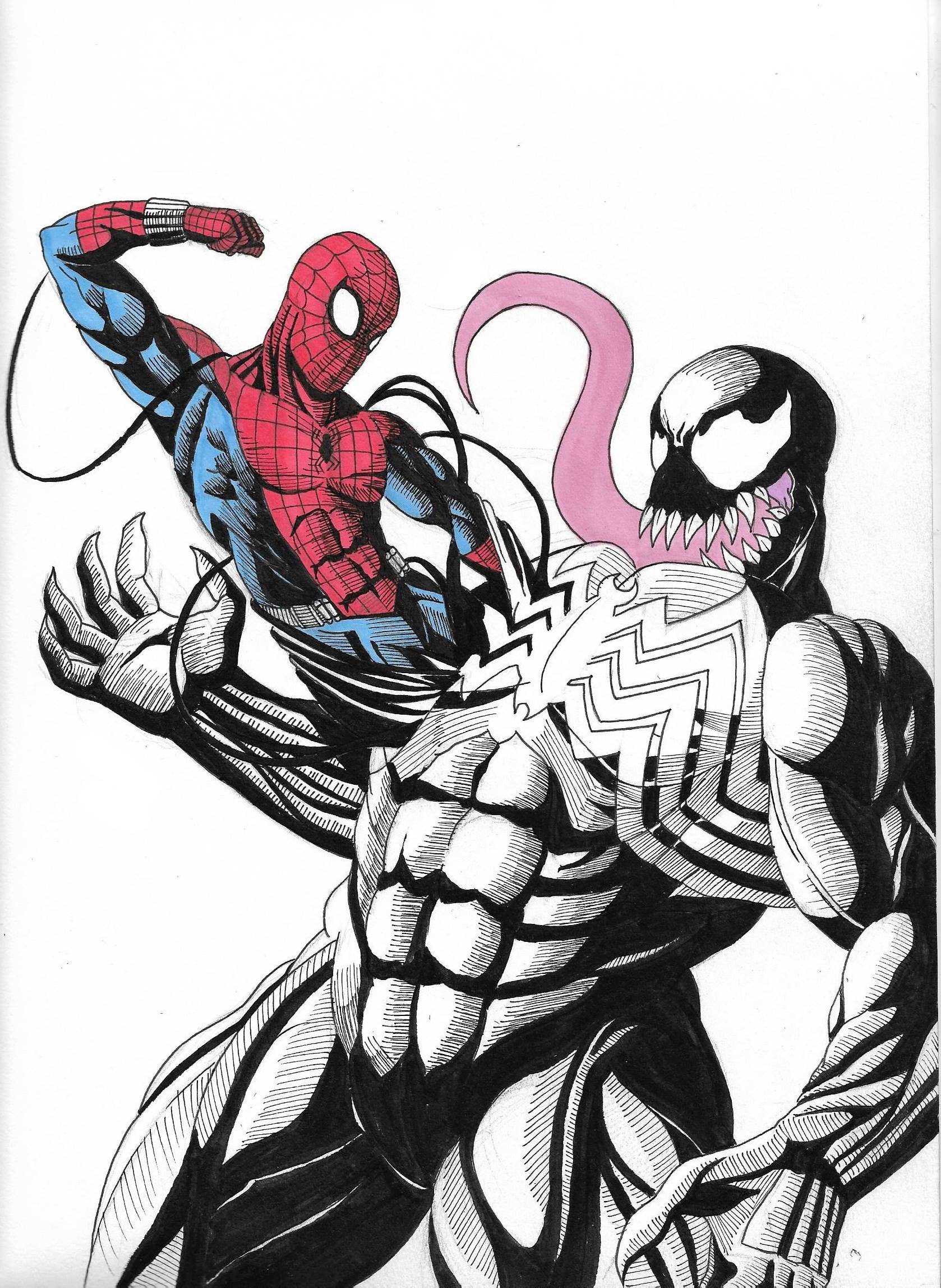 Venom Vs Spiderman Drawing Venom Vs Spiderman Drawing