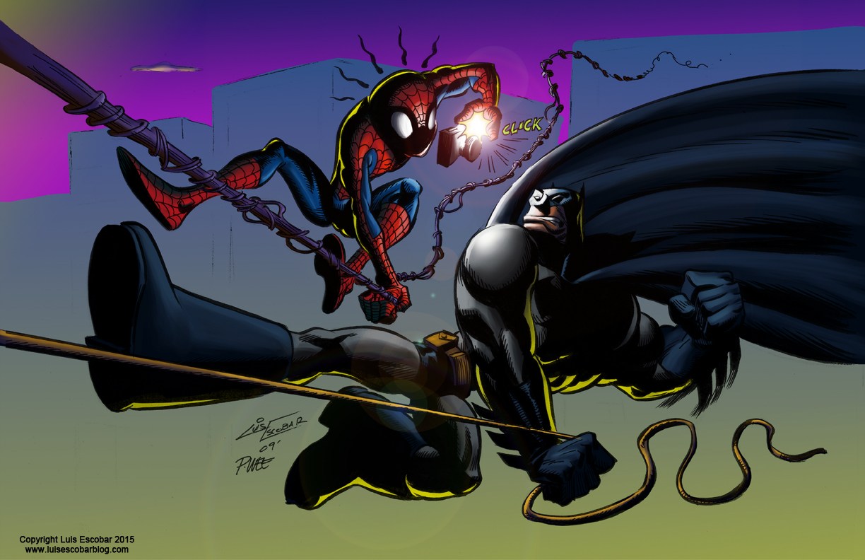 1224x792 Superhero Versus Superhero Luis' Illustrated Blog - Spiderman Vs Batman Drawing