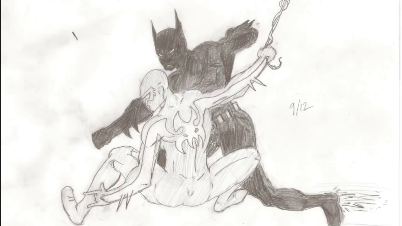 1280x720 Batman Beyond Vs Spider Man Drawing - Spiderman Vs Batman Drawing