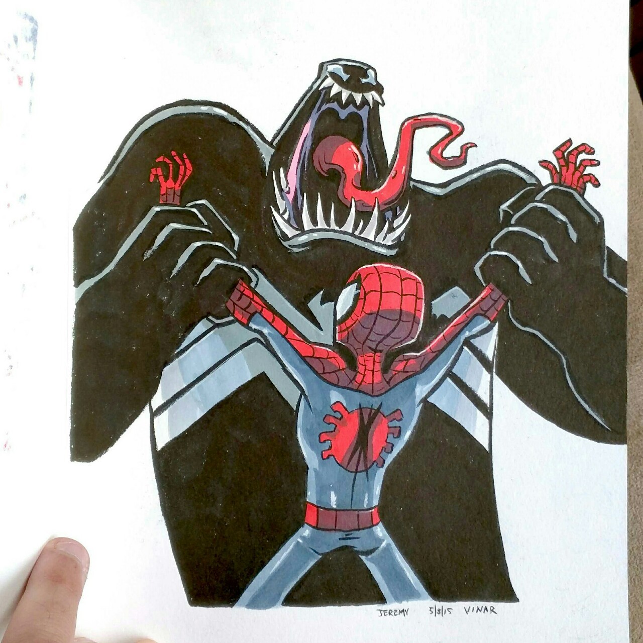 1280x1280 Jeremy Vinar Spiderman Vs Venom Drawing Today - Spiderman Vs Venom Drawing