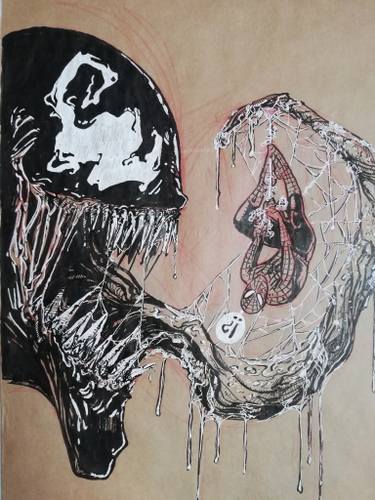 375x500 Spiderman Vs Venom - Spiderman Vs Venom Drawing