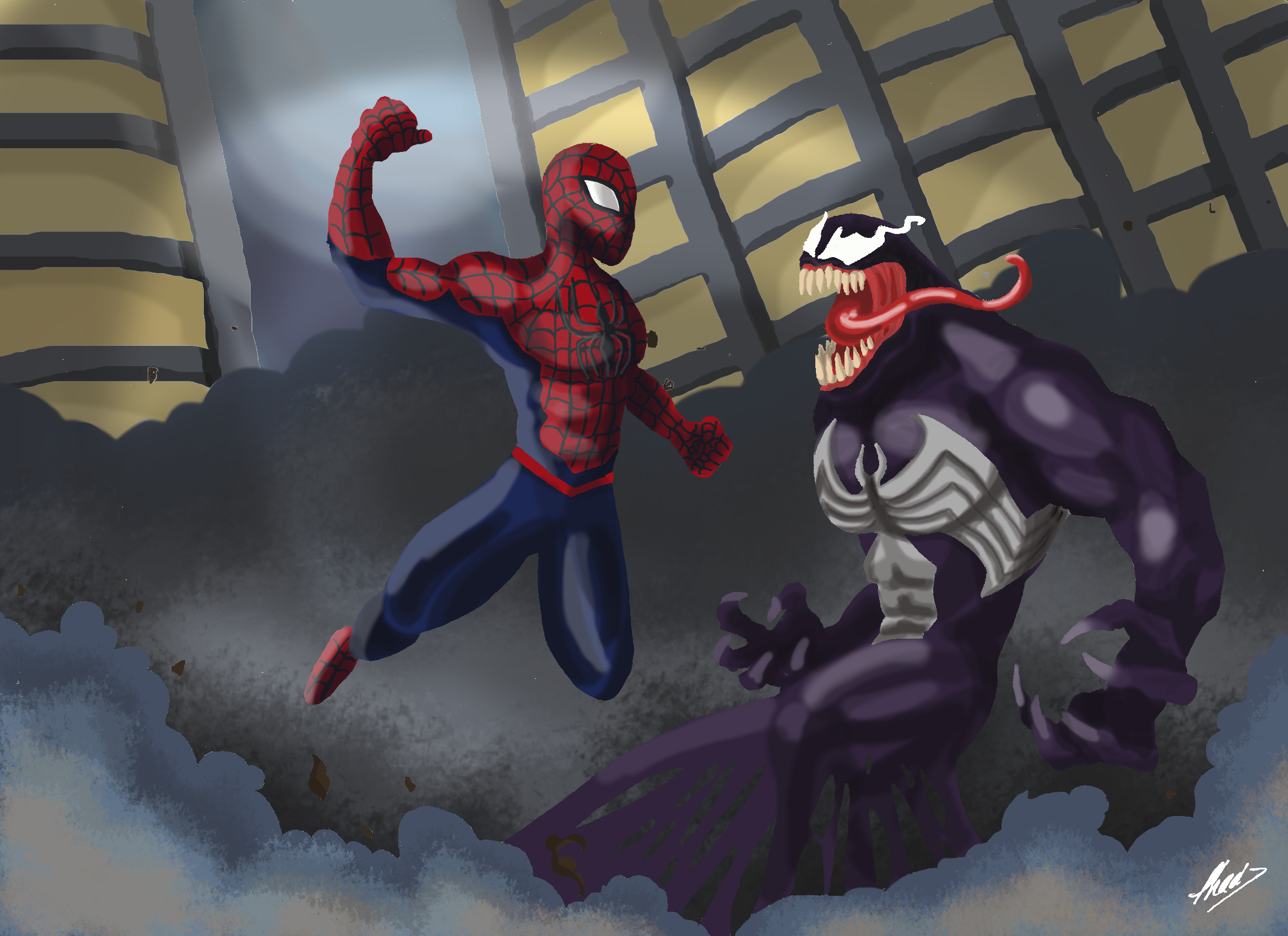 Spiderman Vs Venom Drawing at PaintingValley.com | Explore collection ...