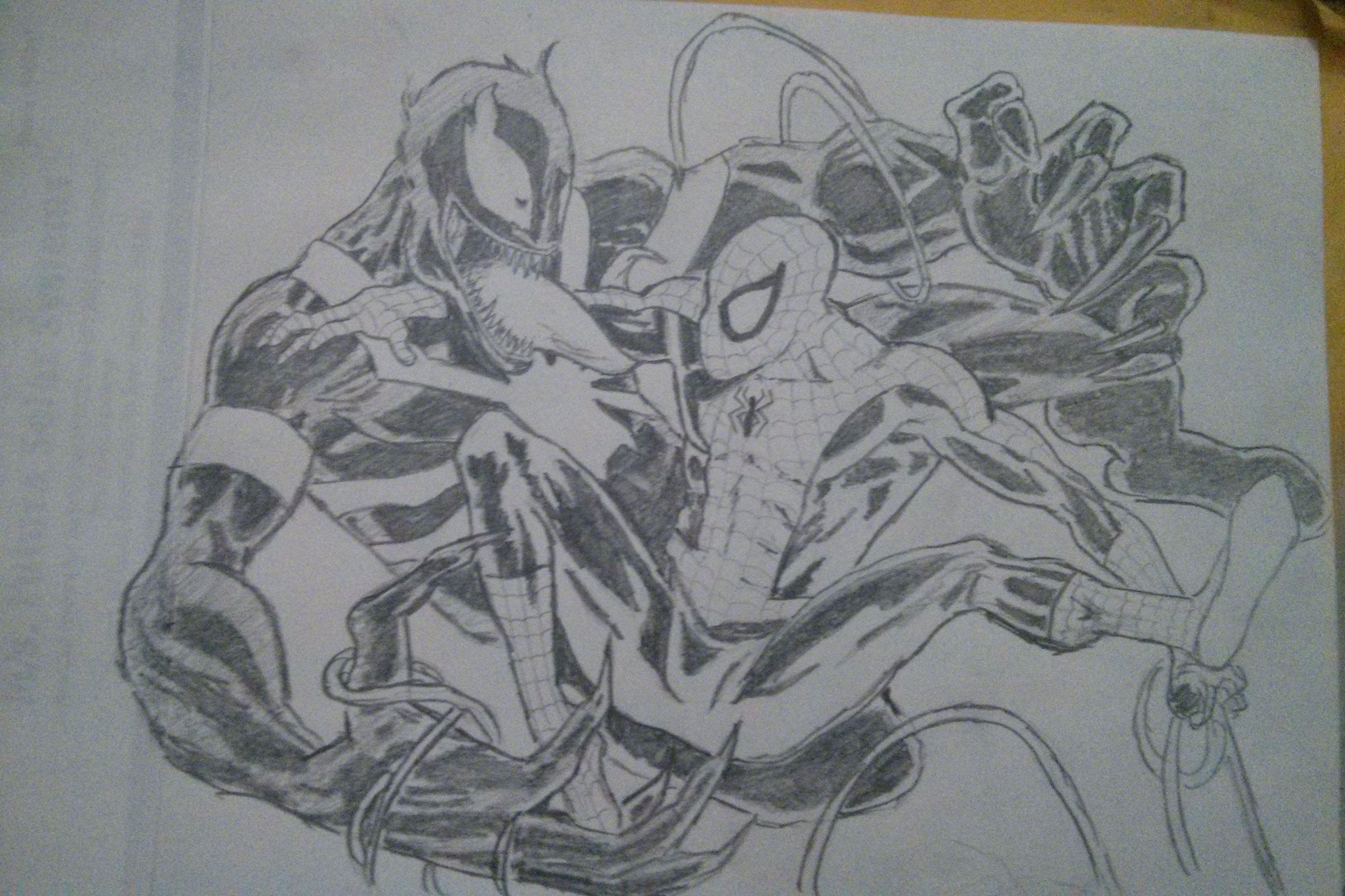 3264x2176 Spiderman Vs Venom Pencil Sketch Marvel - Spiderman Vs Venom Drawing