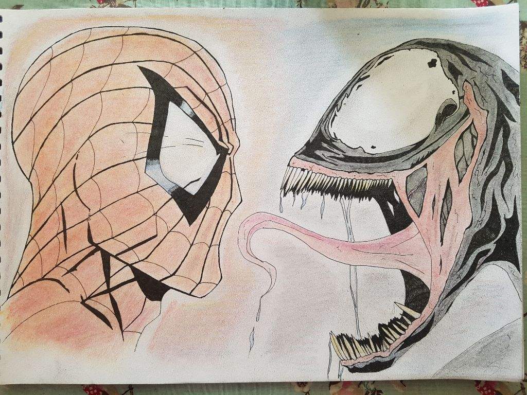 1024x768 Spiderman Vs Venom Art Amino - Spiderman Vs Venom Drawing