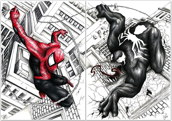 600x424 Spiderman Vs Venom On Behance - Spiderman Vs Venom Drawing