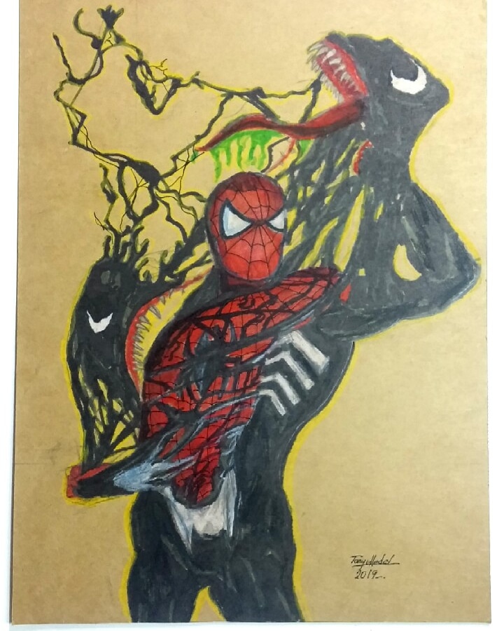 Hello Artist Army It Is My Spiderman Vs Venom Drawing - Spiderman Vs Ve...