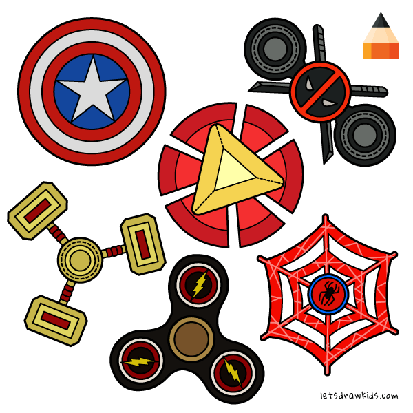 600x600 How To Draw Fidget Spinners Set - Spinner Drawing