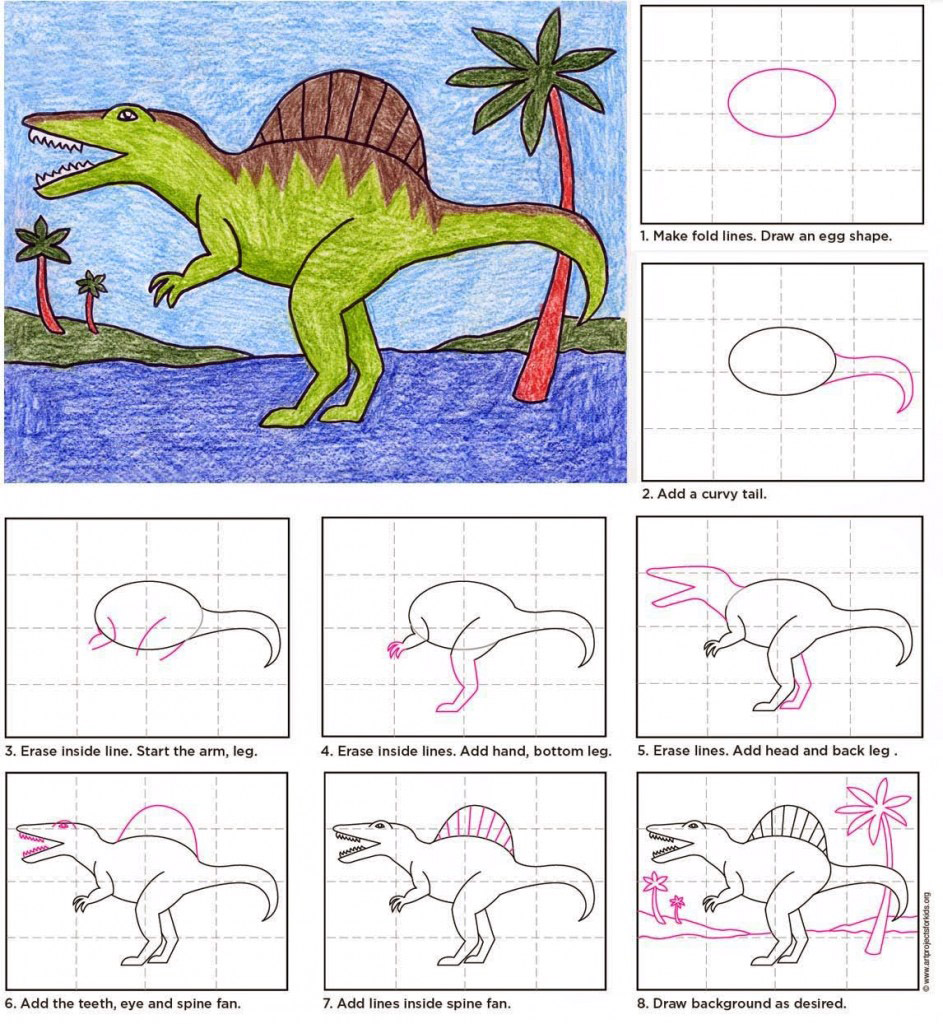 943x1024 Draw A Spinosaurus Art Projects For Kids - Spinosaurus Drawing