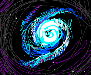 300x250 neon spiral galaxy with face in center drawing - Spiral Galaxy Drawing
