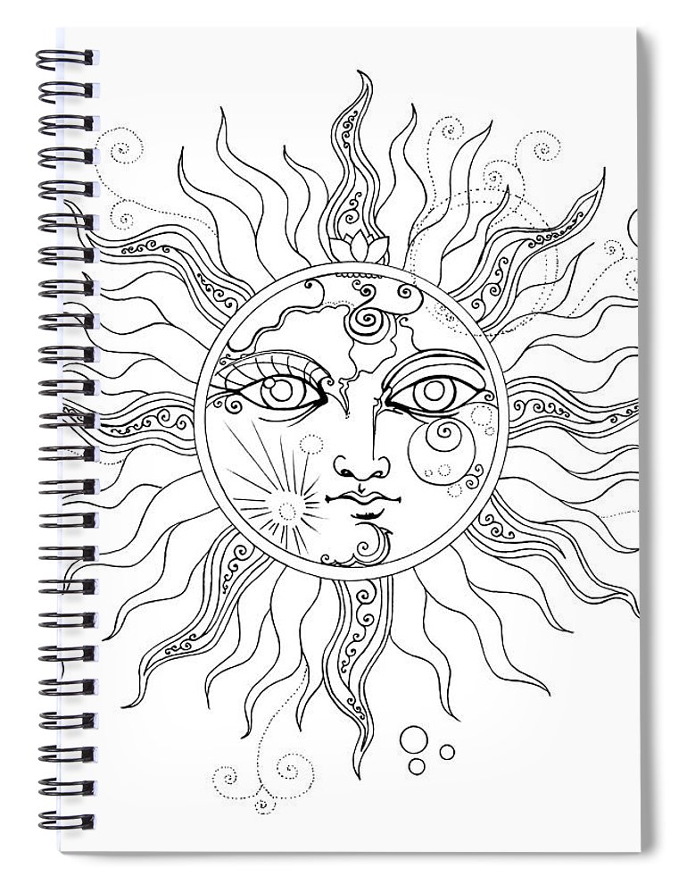 770x1000 Solar Eclipse Moon Face Line Drawing Spiral Notebook For Sale - Spiral Line Drawing