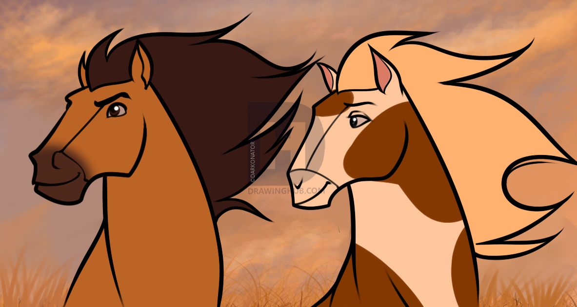 1183x630 how to draw spirit and rain, step - Spirit Horse Drawing