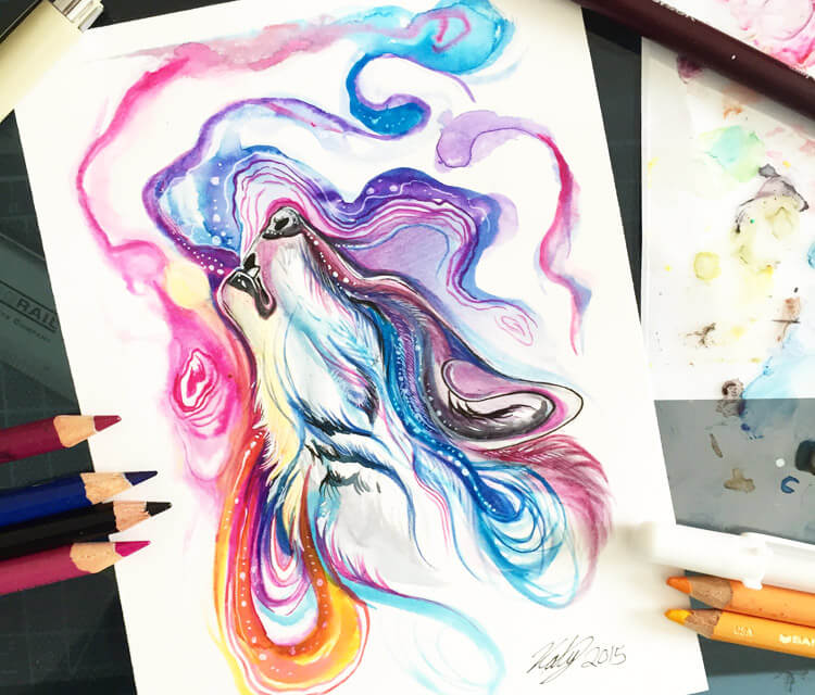 750x640 Spirit Wolf Color Drawing - Spirit Wolf Drawing