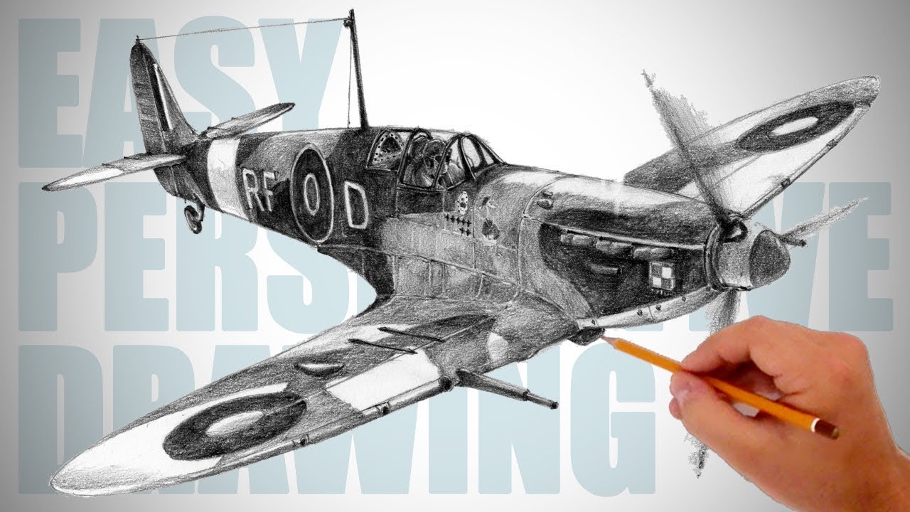 1280x720 how to draw aircraft - Spitfire Drawing