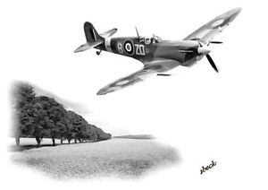 300x212 large stunning spitfire drawing print picture ebay - Spitfire Drawing