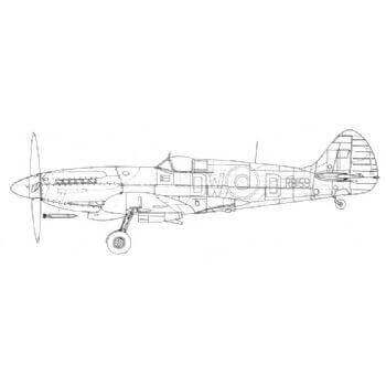 350x350 spitfire fxiv prxix line drawing - Spitfire Drawing