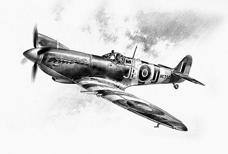 450x305 ace of aces - Spitfire Drawing