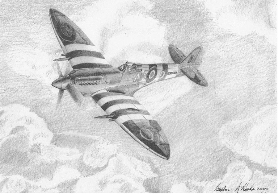 900x629 supermarine spitfire military aircraft art print drawing - Spitfire Drawing