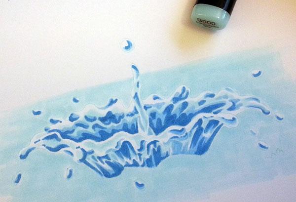 600x409 drawing a colorful water splash with copic markers copic - Splash Drawing