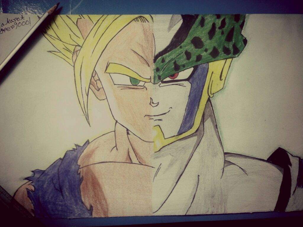 1024x768 Gohan Vs Cell Split Faces Drawing! Dragonballz Amino - Split Drawing